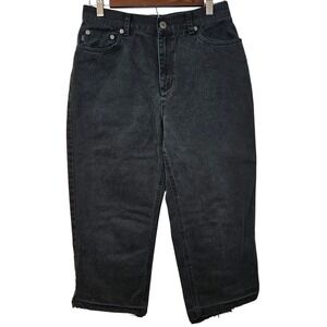 Lauren Ralph Lauren Black Capri Jeans 8P Custom Raw Hem Frayed Grunge Y2K